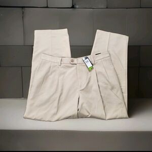 Izod Pants Mens Size 38 X 30 Perform X Pleated Khaki Beige Golf Casual NWT